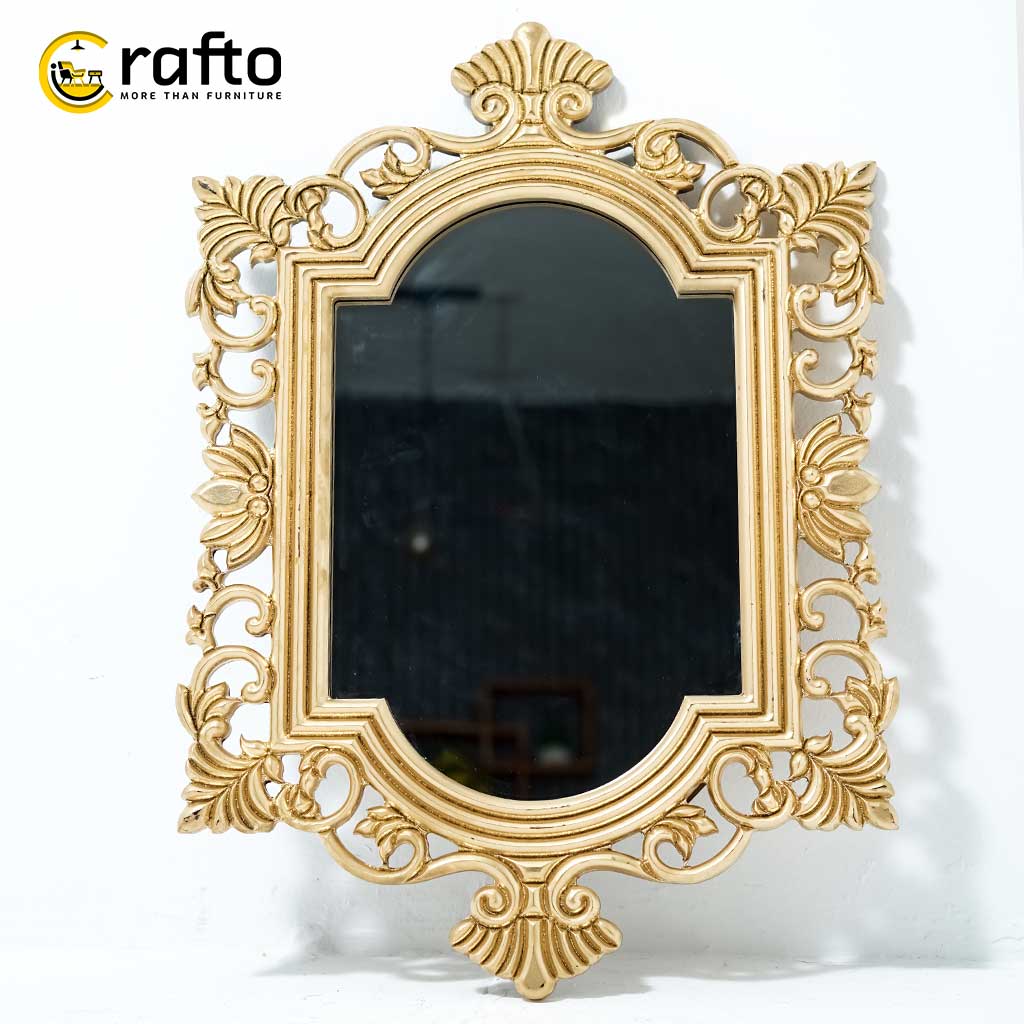 golden1 Vintage Ornate Wall Mirror Golden - Image 1