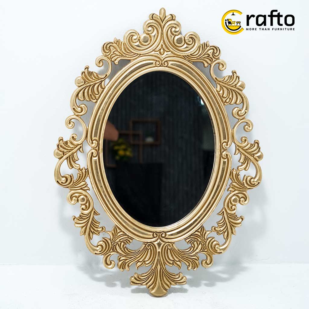 rounded Vintage Ornate Wall Mirror Golden - Image 1